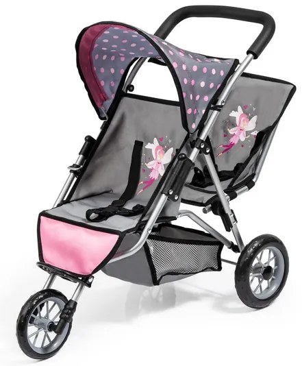 Bayer Design Kočík pre bábiky dvojičky Duo (sivá/bodky)  (100355100)