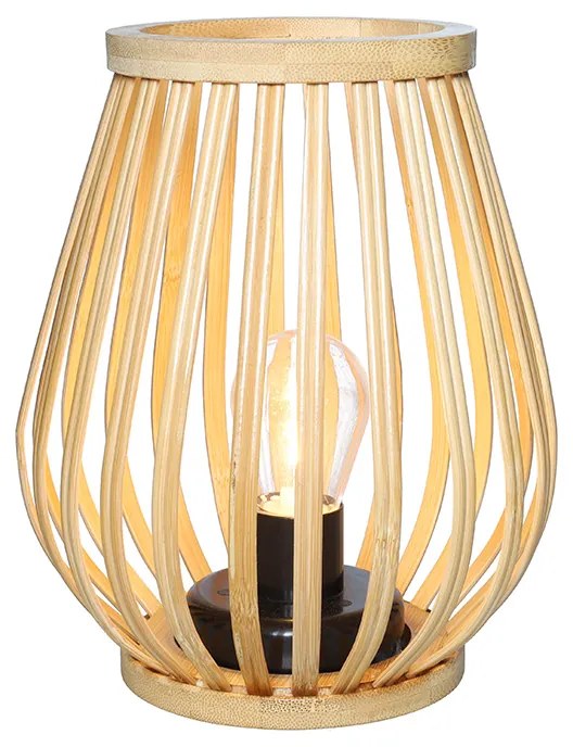 SOLIGHT Bambusový lampáš s LED žiarovkou, teplá biela, 2x AA, 20cm