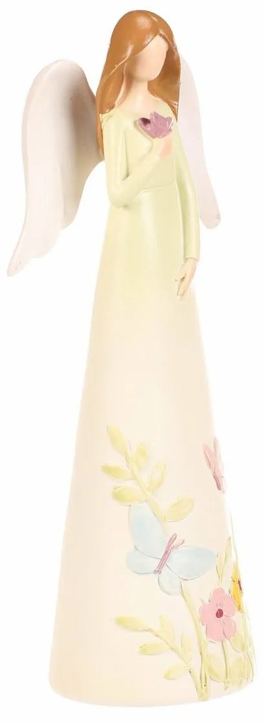 Dekorácia figúrka kvetinový anjel, žltá, 9 x 6 x 21, polyresin
