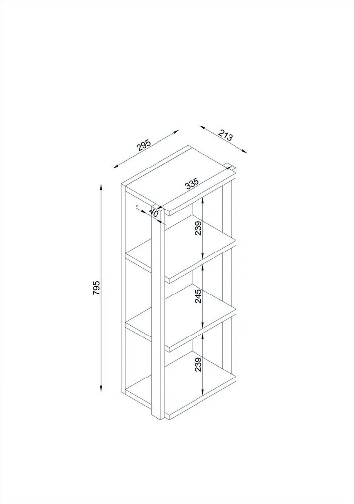 Nástenná polica Lost orech/čierna