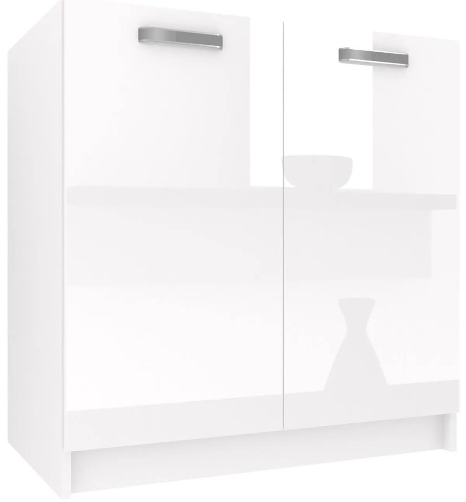 Kuchynská skrinka Belini drezová 80 cm biely lesk bez pracovnej dosky INF SDZ80/0/WT/W/0/F