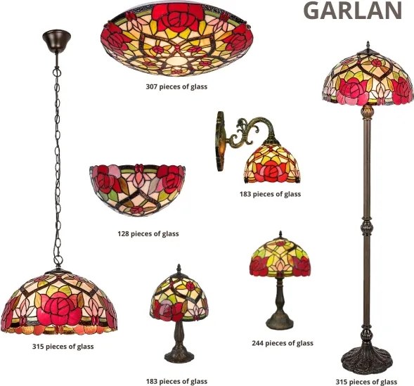 Brilagi - Tiffany vitrážový luster na reťazi GARLAN 2xE27/60W/230V