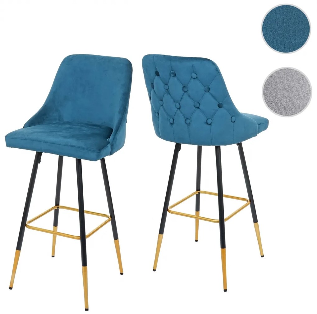 Design-Shop Barová stolička v retro štýle E70 (SET 2 ks) - zamat, čierna / zlatá podnož - Petrol