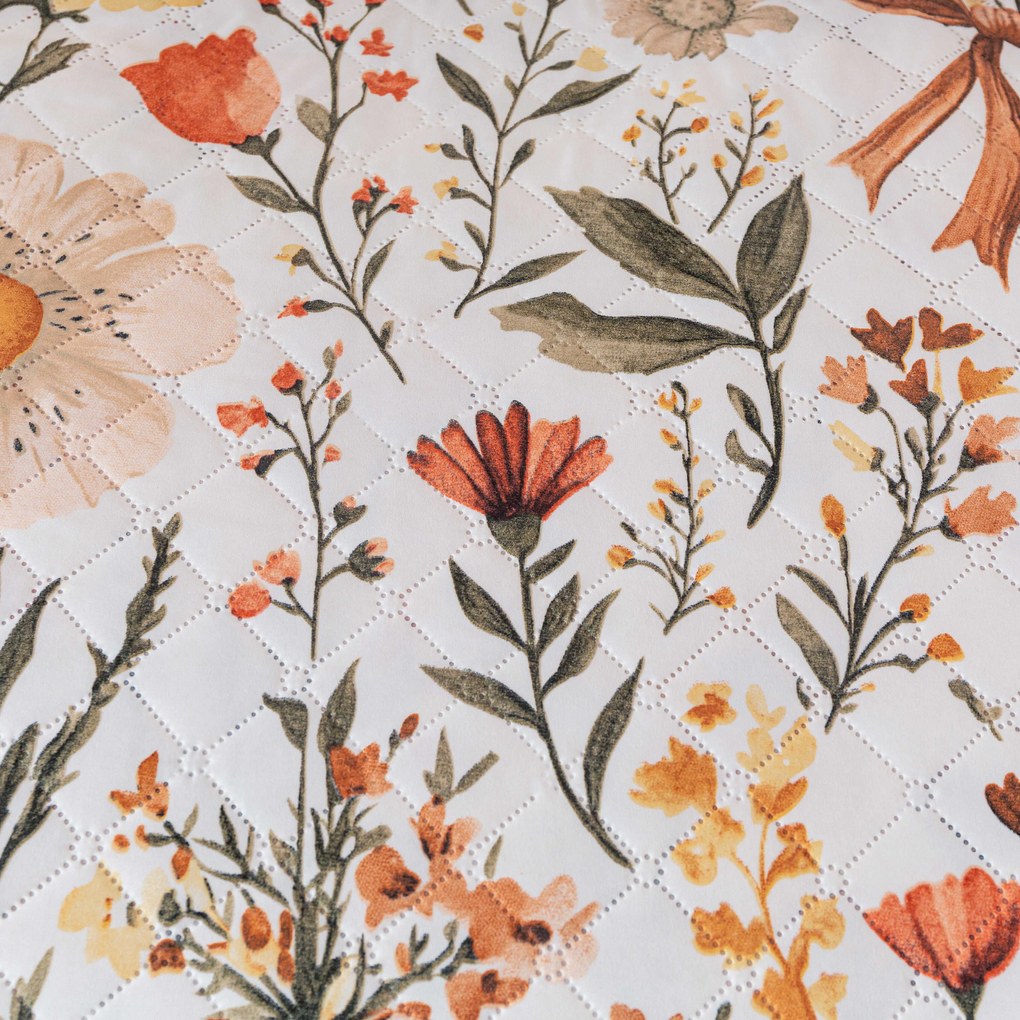 Prehoz na posteľ FLORAL RIBBON, krémový Rozmer: 170 x 210 cm