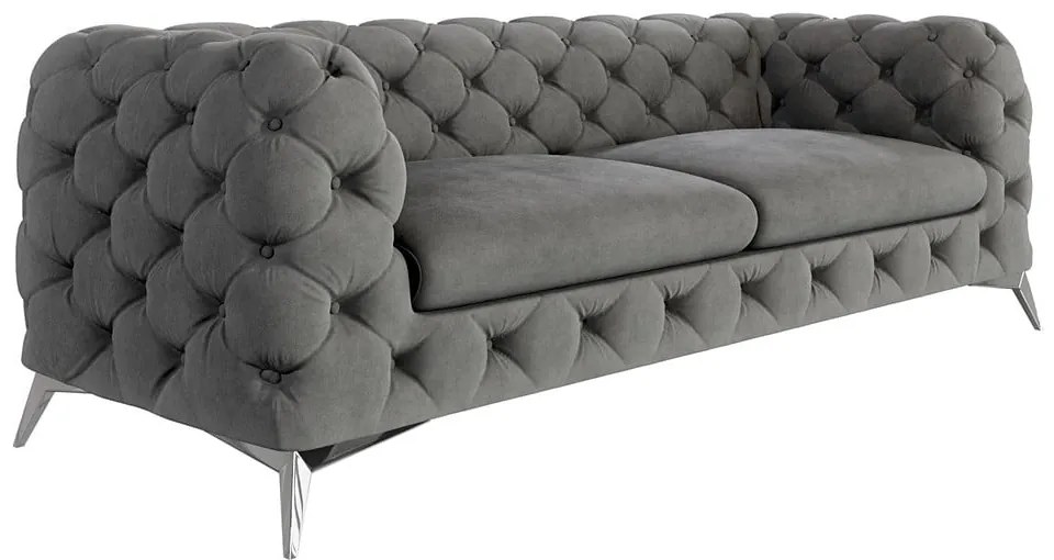 Sivá zamatová pohovka 225 cm Chelsea – Ropez