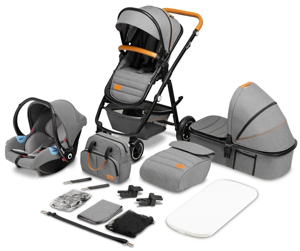 Lionelo kombinovaný kočík Amber 3v1 Farba: Grey Graphite