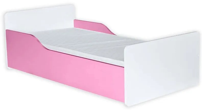 Posteľ Bb08  S matracom biely+Ružová