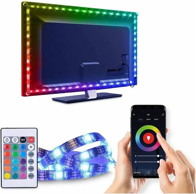 Solight WM58 - LED RGB Pásik pre TV LED/6W/5V Wi-Fi Tuya + diaľkové ovládanie 0,5m