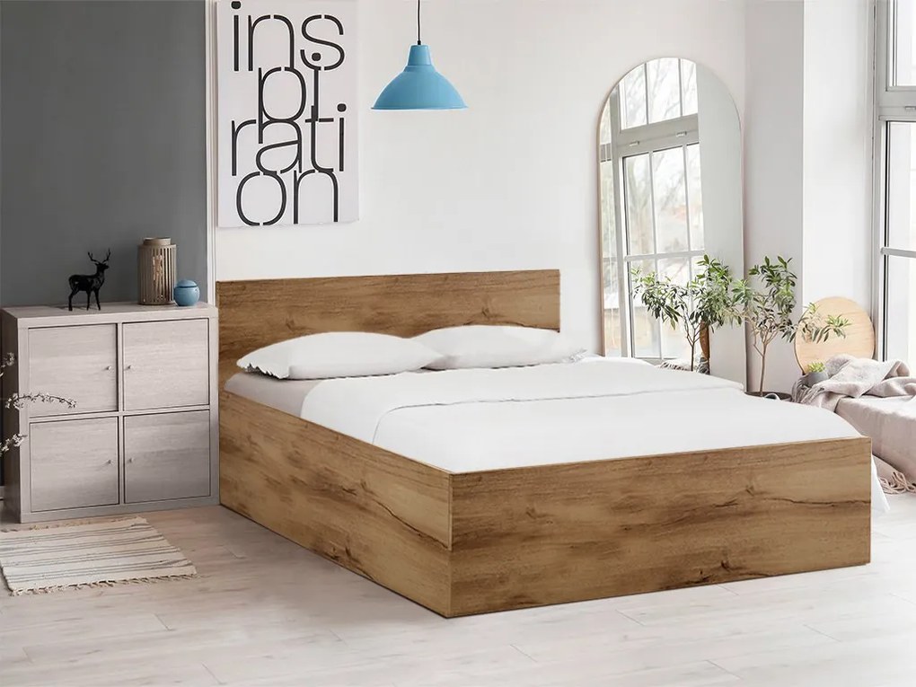 Posteľ SOFIA 180 x 200 cm, dub artisan Rošt: S latkovým roštom, Matrac: Bez matraca
