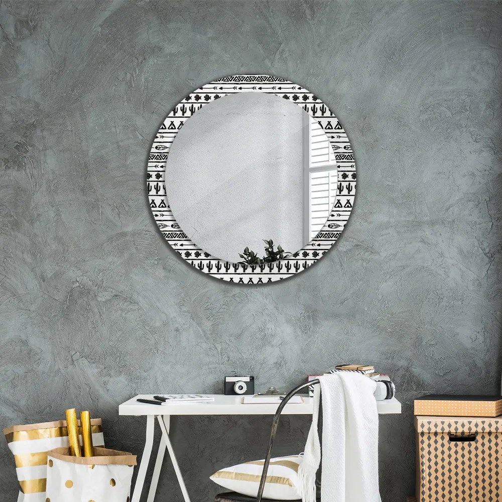 Okrúhle ozdobné zrkadlo Boho minimalista fi 80 cm