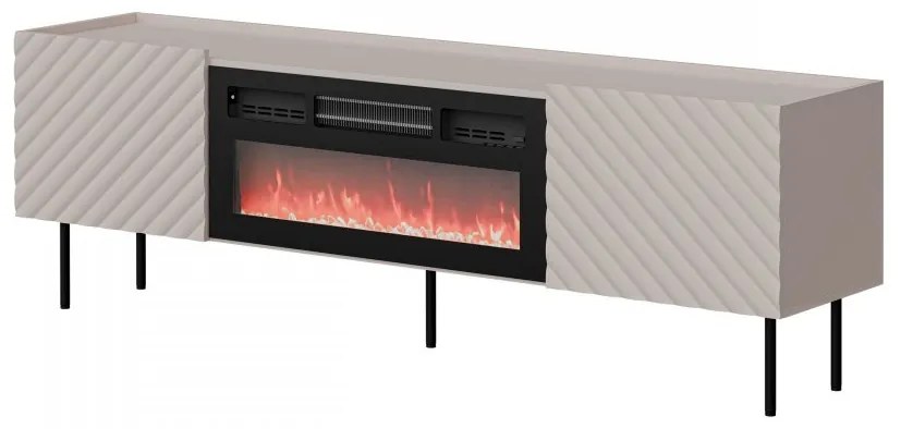 TV Stolík/skrinka s krbom Gretzo 180 2D, Farby: biela