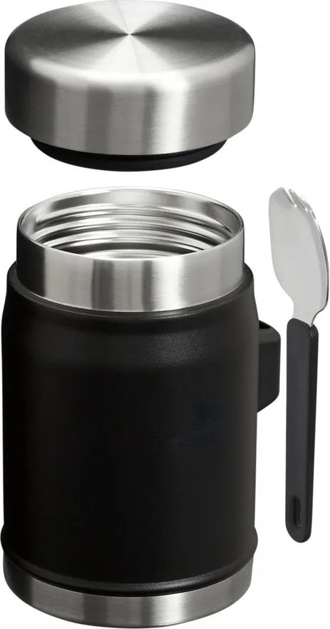 Matne čierna termoska na jedlo z nehrdzavejúcej ocele 400 ml Legendary Food Jar + Spork Black 2.0 – Stanley