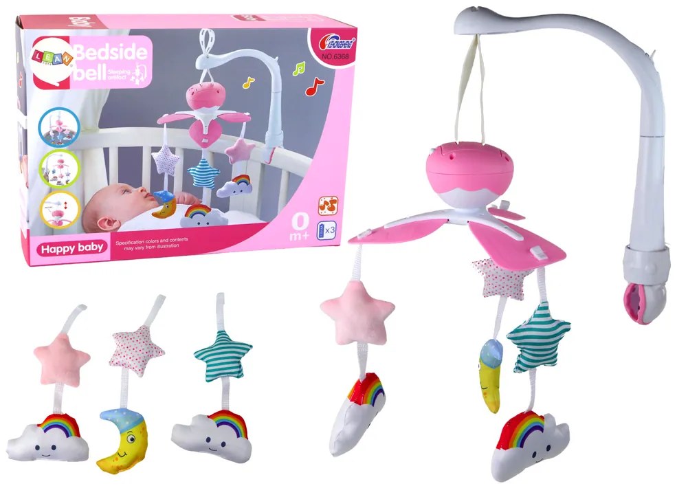 Lean Toys Detský kolotoč nad postieľku - ružový