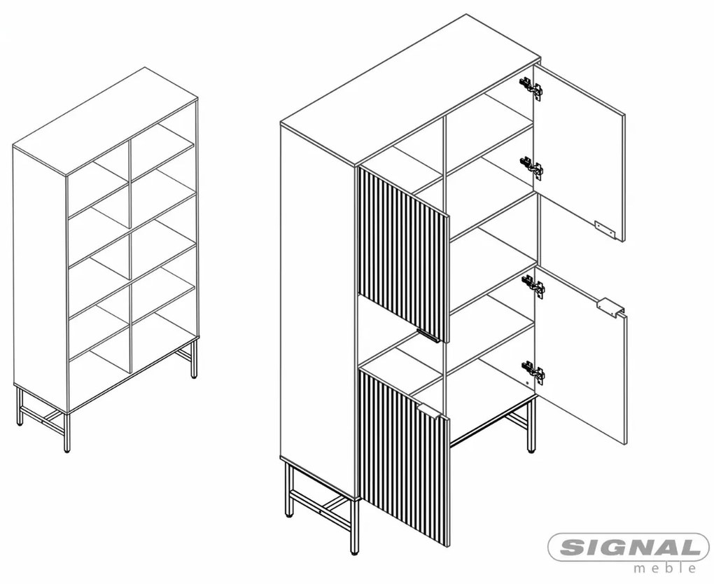 Vitrína Mago přírodní dub/černá mat