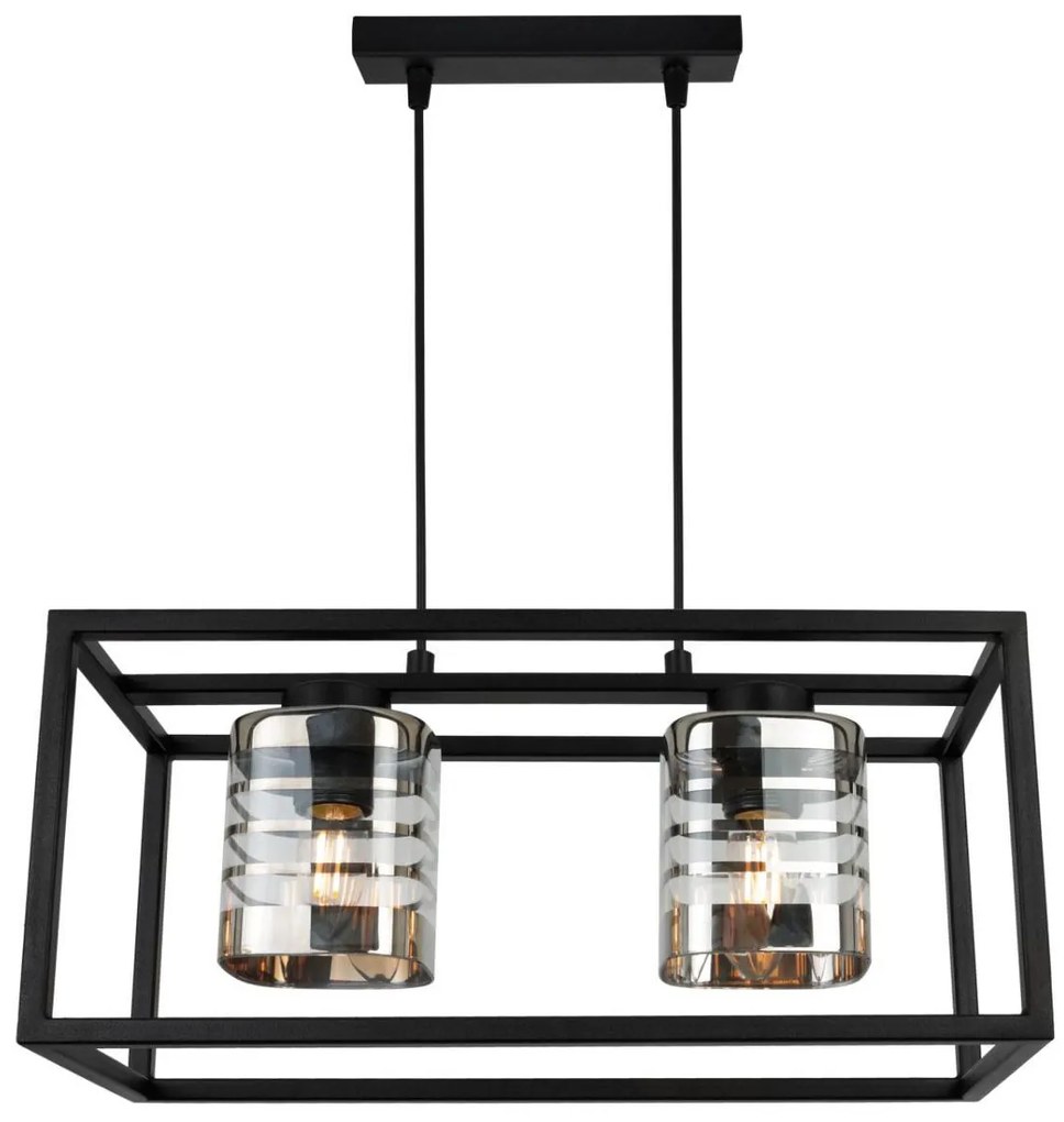 Závesné svietidlo Helix Cage, 2x sklenené tienidlo so vzorom v kovovom ráme