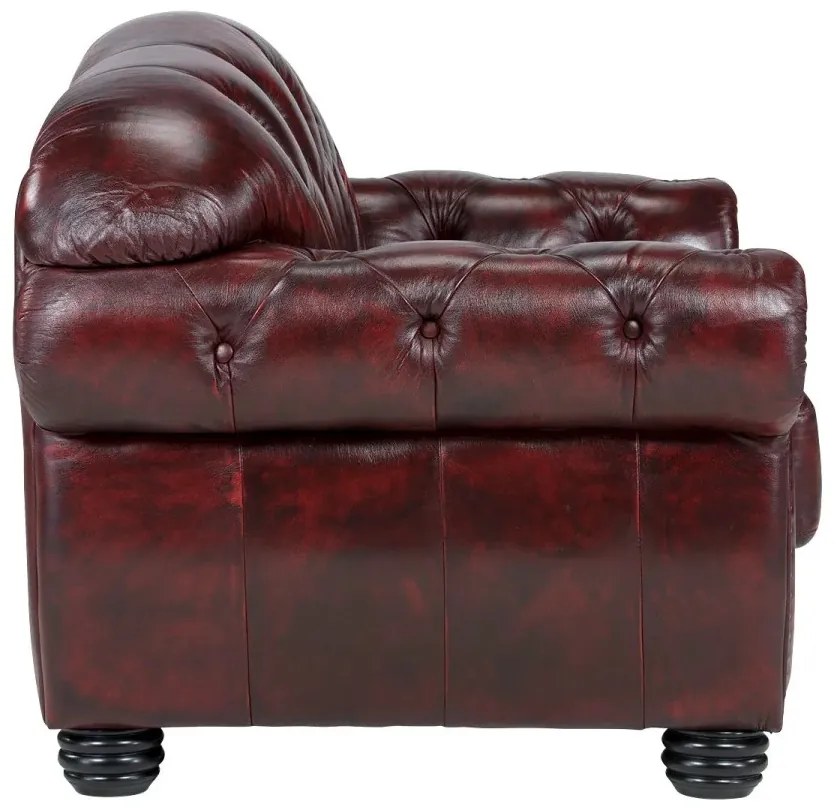 furniture-nabytek.cz - Pohovka Chesterfield Hereford 2-místná z pravé kůže, červená