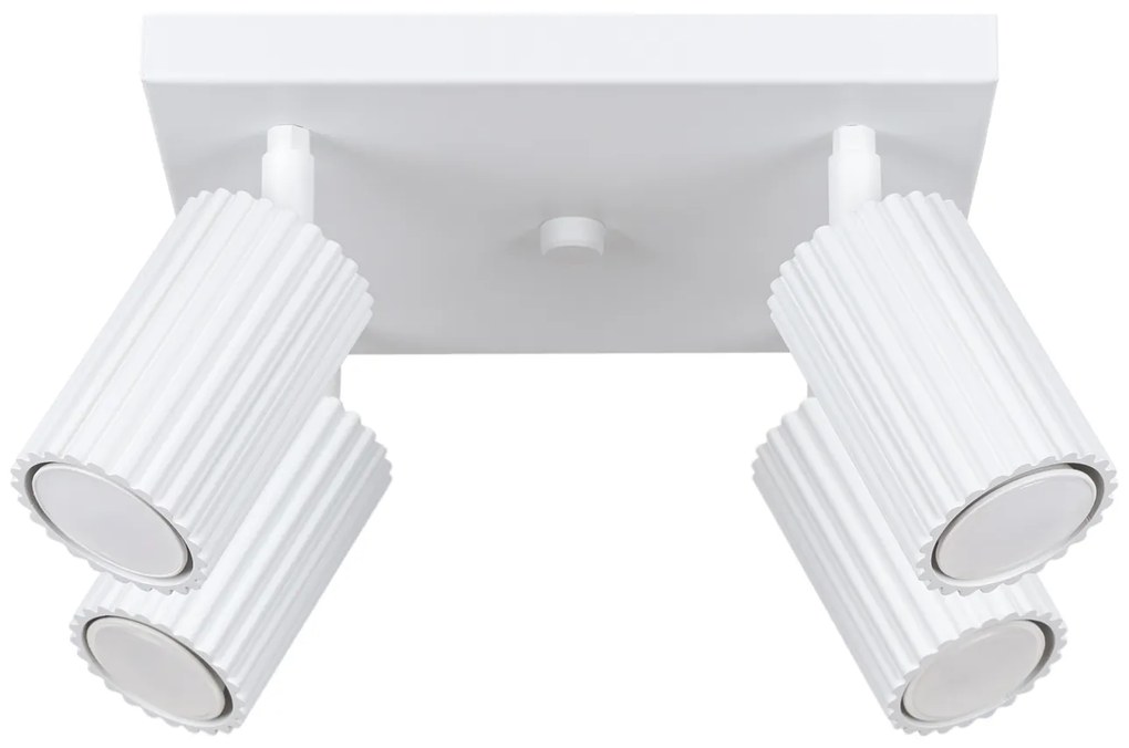 Stropné svietidlo Karbon, 4x biele kovové tienidlo, (možnosť polohovania)