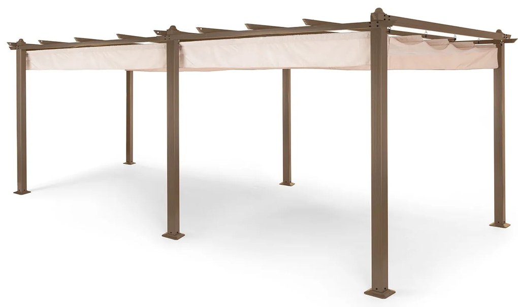 Pantheon Rust, pergola, hliníková štvorhranná rúrka, 3 × 6 m, 4 rohové stĺpiky, nepremokavá