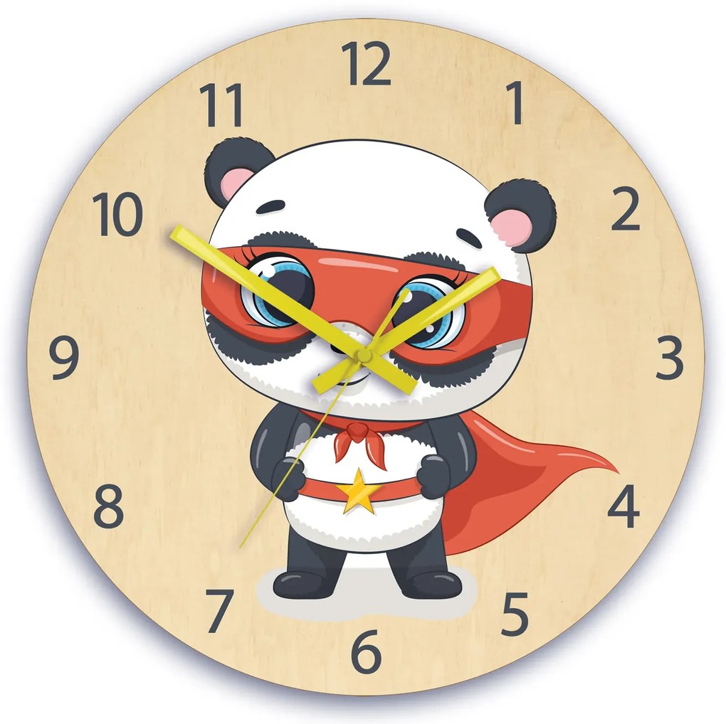 Detské nástenné hodiny Ami Panda hrdina 30 cm viacfarebné