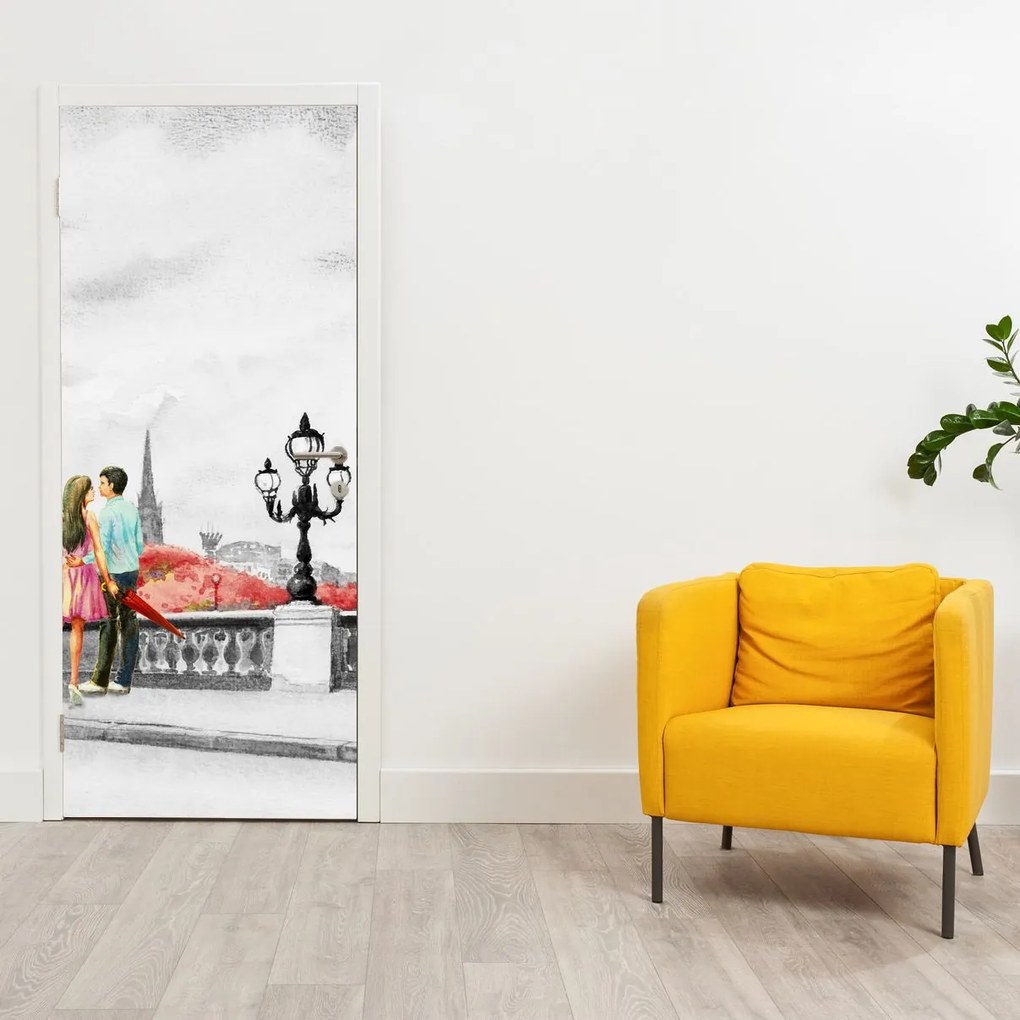 Fototapeta na dvere - Milenci v Paríži (95x205cm)