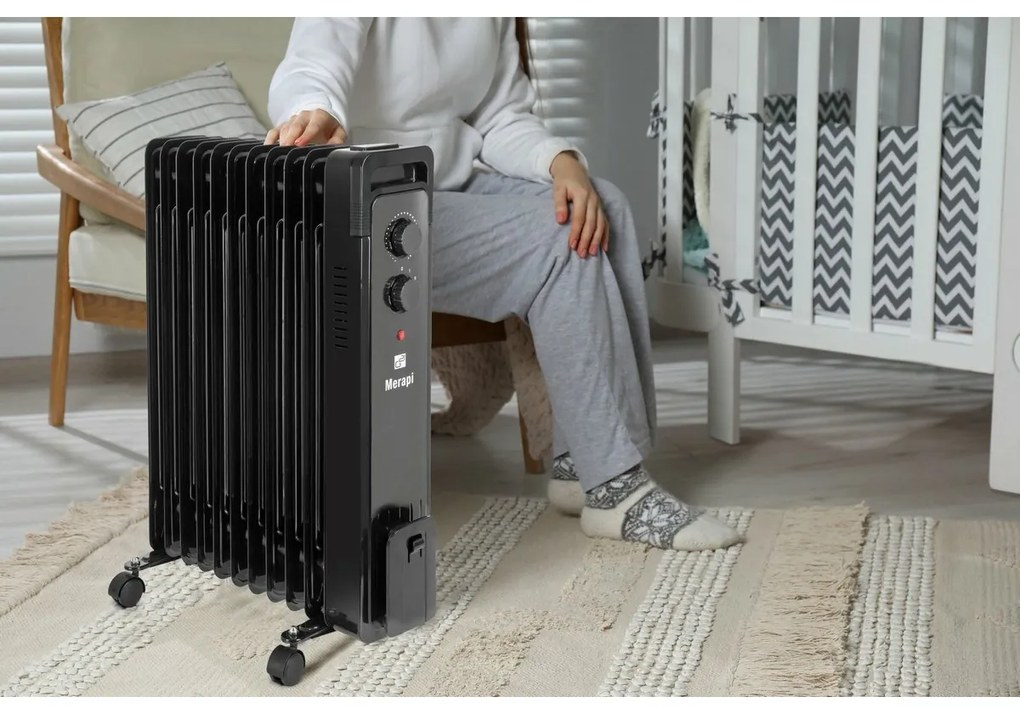 G21 Merapi olejový radiátor, 11 rebier, 2500 W,čierny