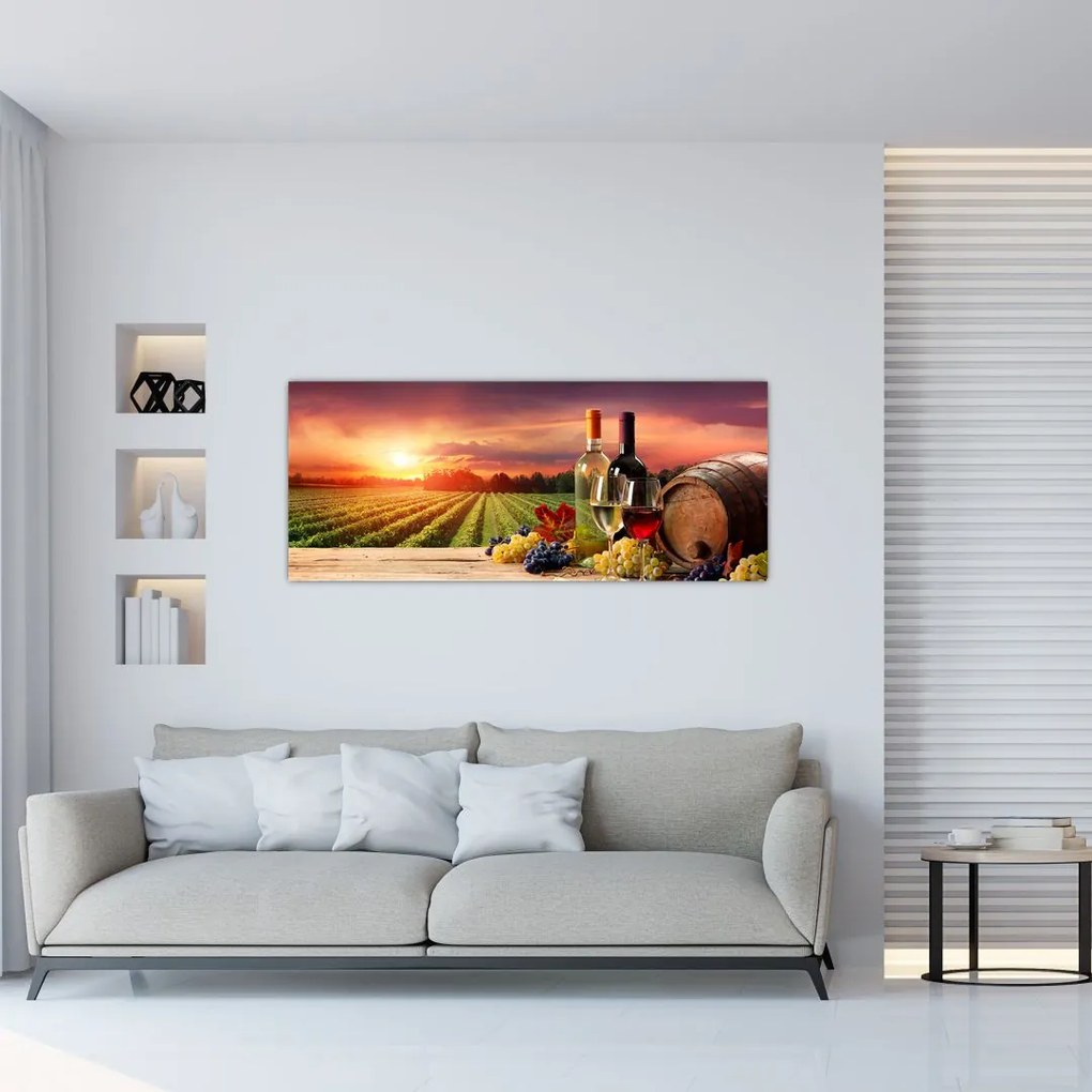 Obraz vinice s vínom (120x50 cm)