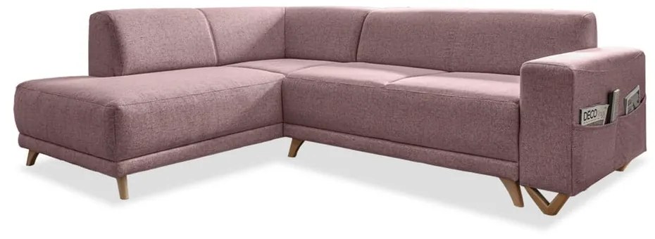 Ružová rozkladacia/s úložným priestorom rohová pohovka (ľavý roh/do L) Classy Sophie – Miuform