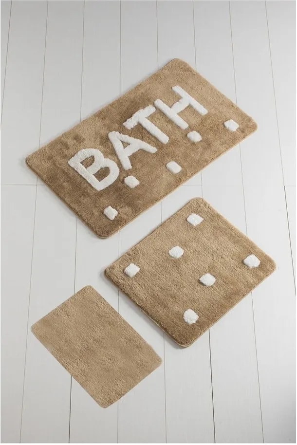 Sada 3 hnedých kúpeľnových predložiek Bath