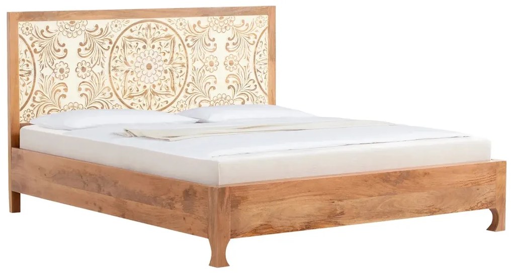 furniture-nabytek.cz - Masivní postel Delhi z mangového dřeva, lakovaná, hnědá – 180x200 cm