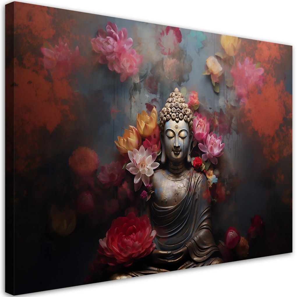 Gario Obraz na plátne Budha obklopený kvetmi Rozmery: 100 x 70 cm