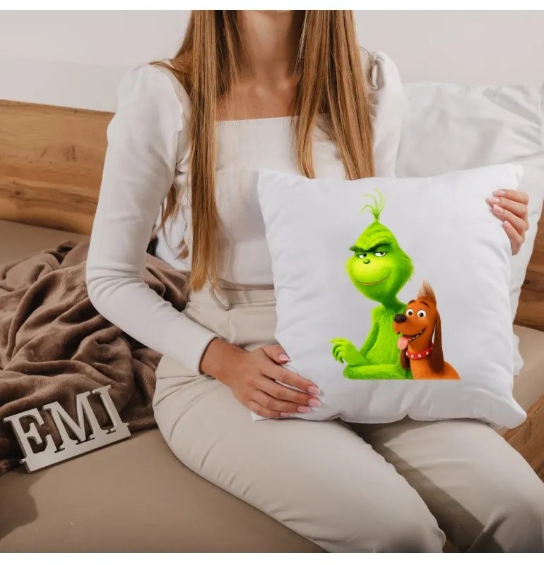 Vianočný vankúš Grinch a Max 40x40 cm EMI