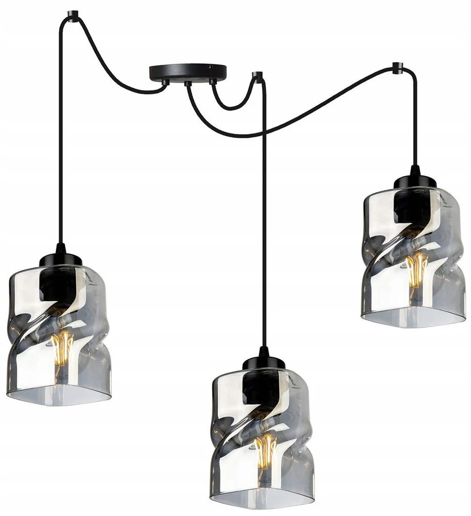 Závesné svietidlo Niki Spider, 3x sklenené tienidlo (mix 3 farieb)