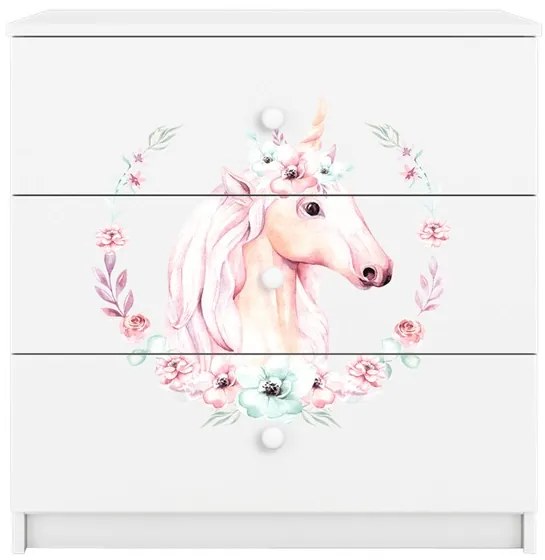 Detská komoda BABYDREAMS Jednorožec biela