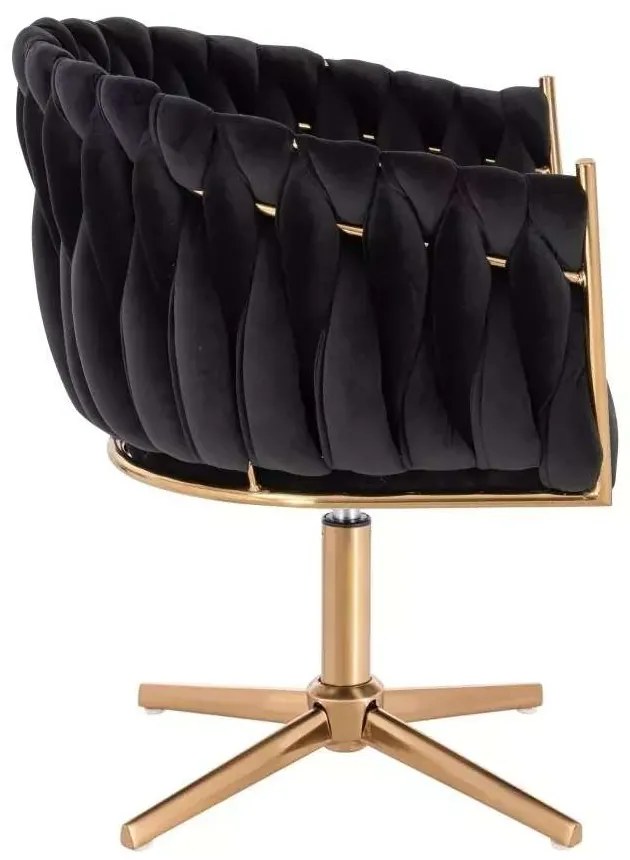 LuxuryForm DESIGN Stolička NORDEN VELUR na zlatom kríži - čierna