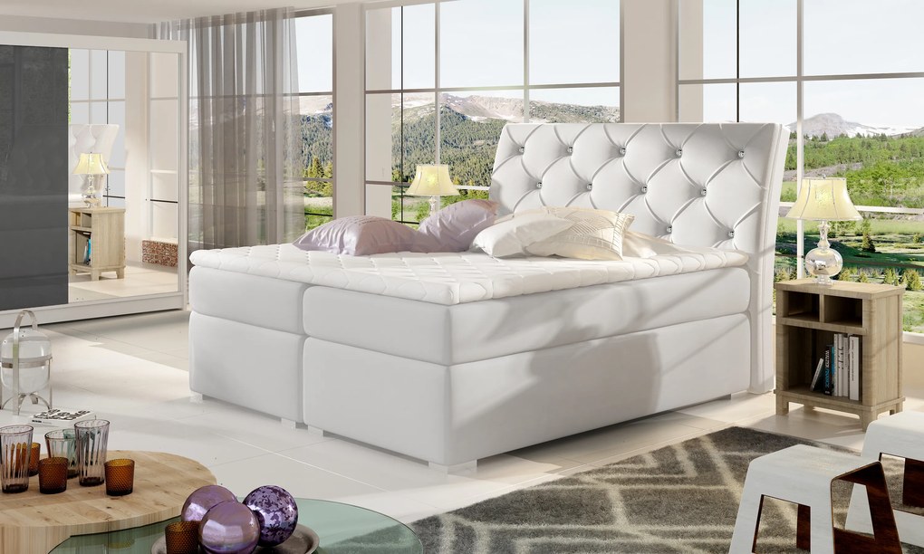 Moderná box spring posteľ Brandon 180x200, biela