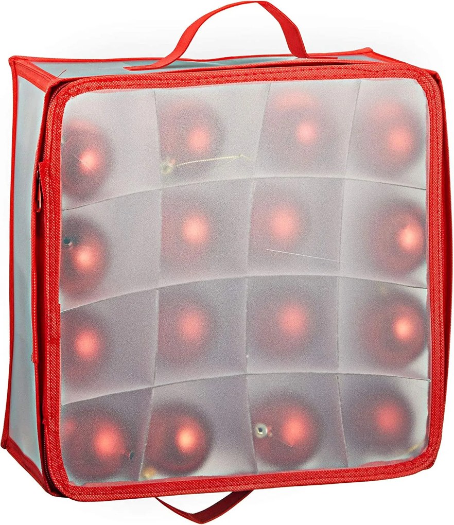 usporadejto.cz Vianočný úložný box na gule, ozdoby a vianočné dekorácie, 32 kusov