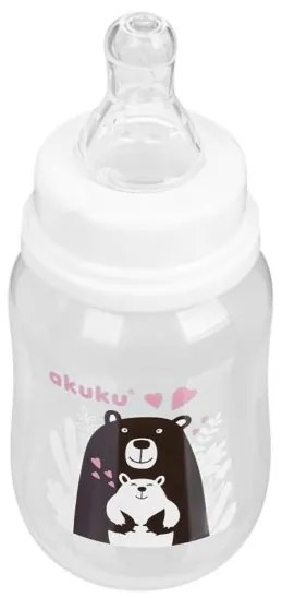 AKUKU Fľaša s obrázkom Akuku 125 ml medveď biela