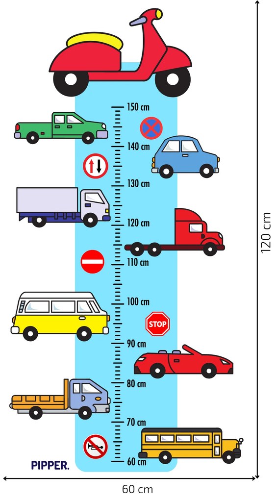 60x120cm Detský meter - Autá - textilná nálepka na stenu