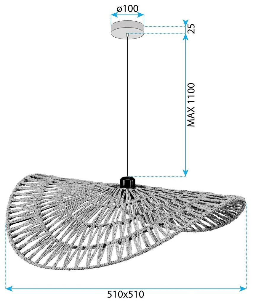 Toolight Toolight, závesné stropné svietidlo 50cm, 1xE27, APP1739-1CP, hnedá-čierna, OSW-06062