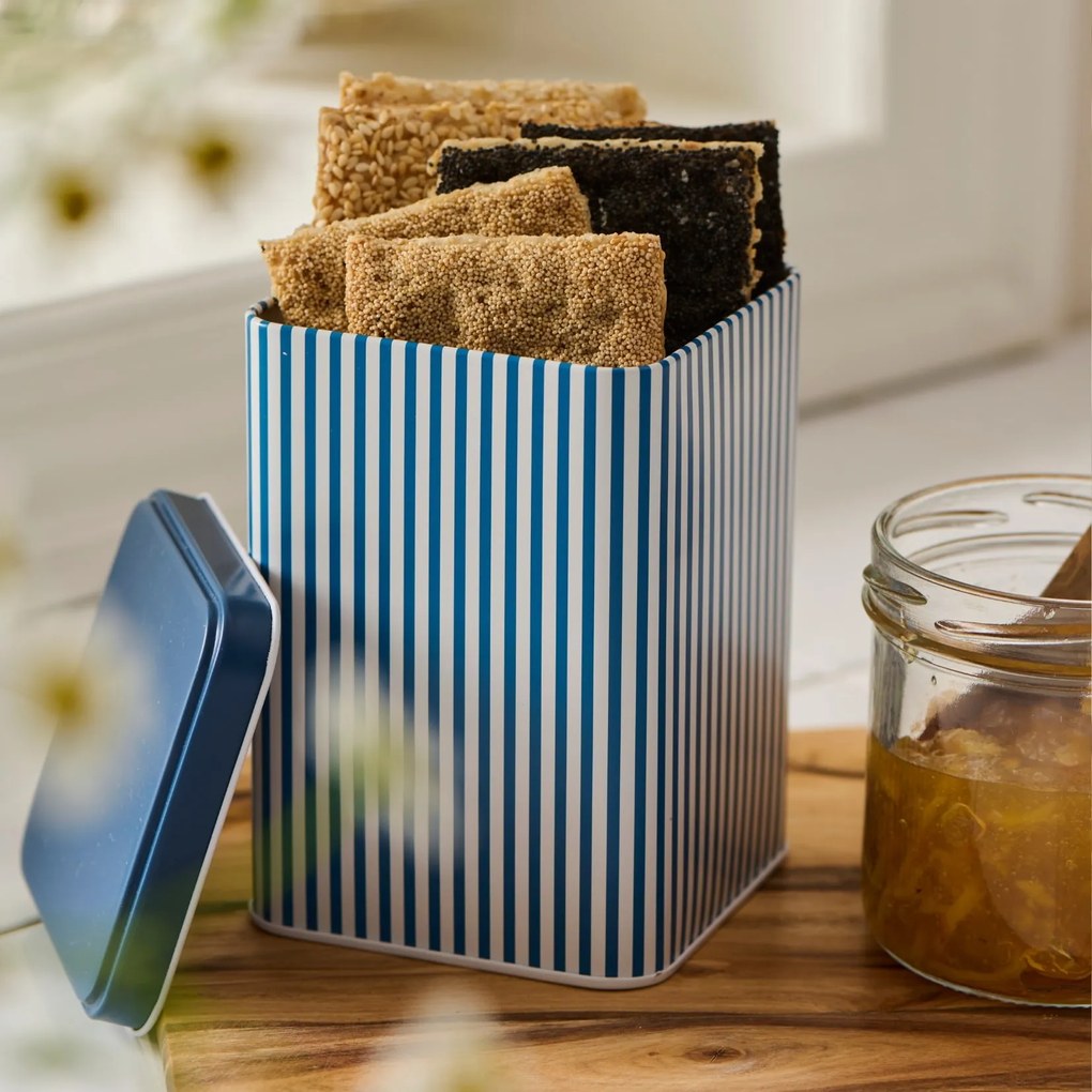 Ib Laursen Plechový box s vekom Blue Stripes