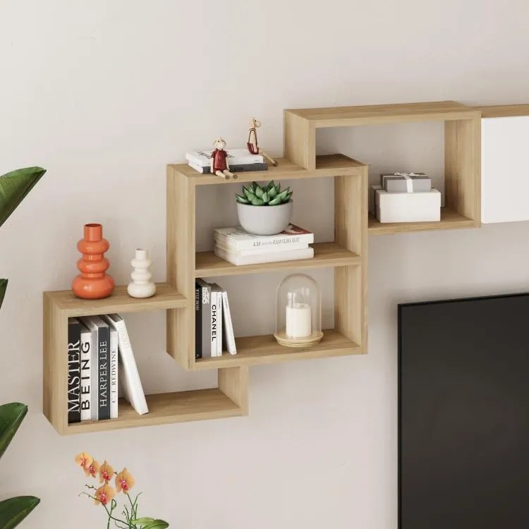 Moderná TV stena Houseland Free dub zafírový/biela