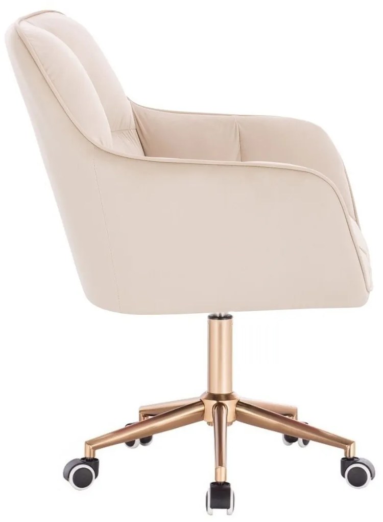 LuxuryForm DESIGN Kreslo AMALFI VELUR na zlatej podstave s kolieskami - krémové