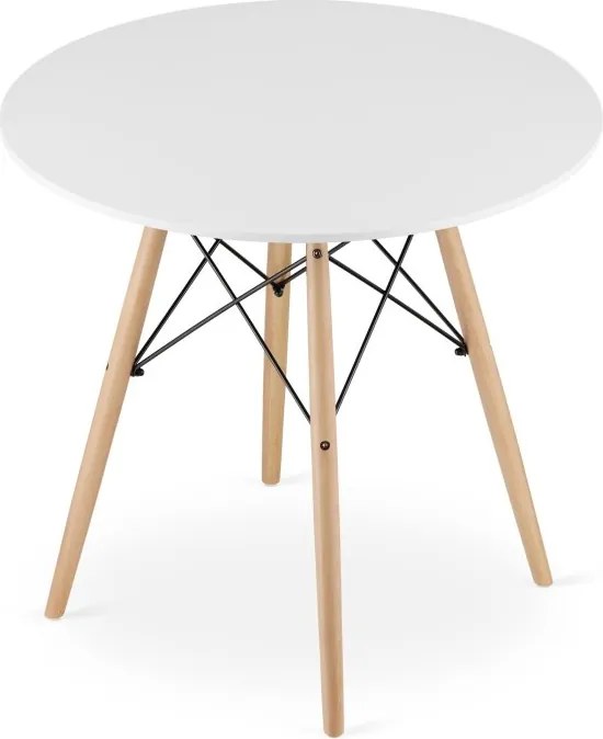 Jedálenská zostava TODI 80cm okrúhly stolový set biely a 2 stoličky OSAKA biele + 2 stoličky OSAKA biele ZADARMO