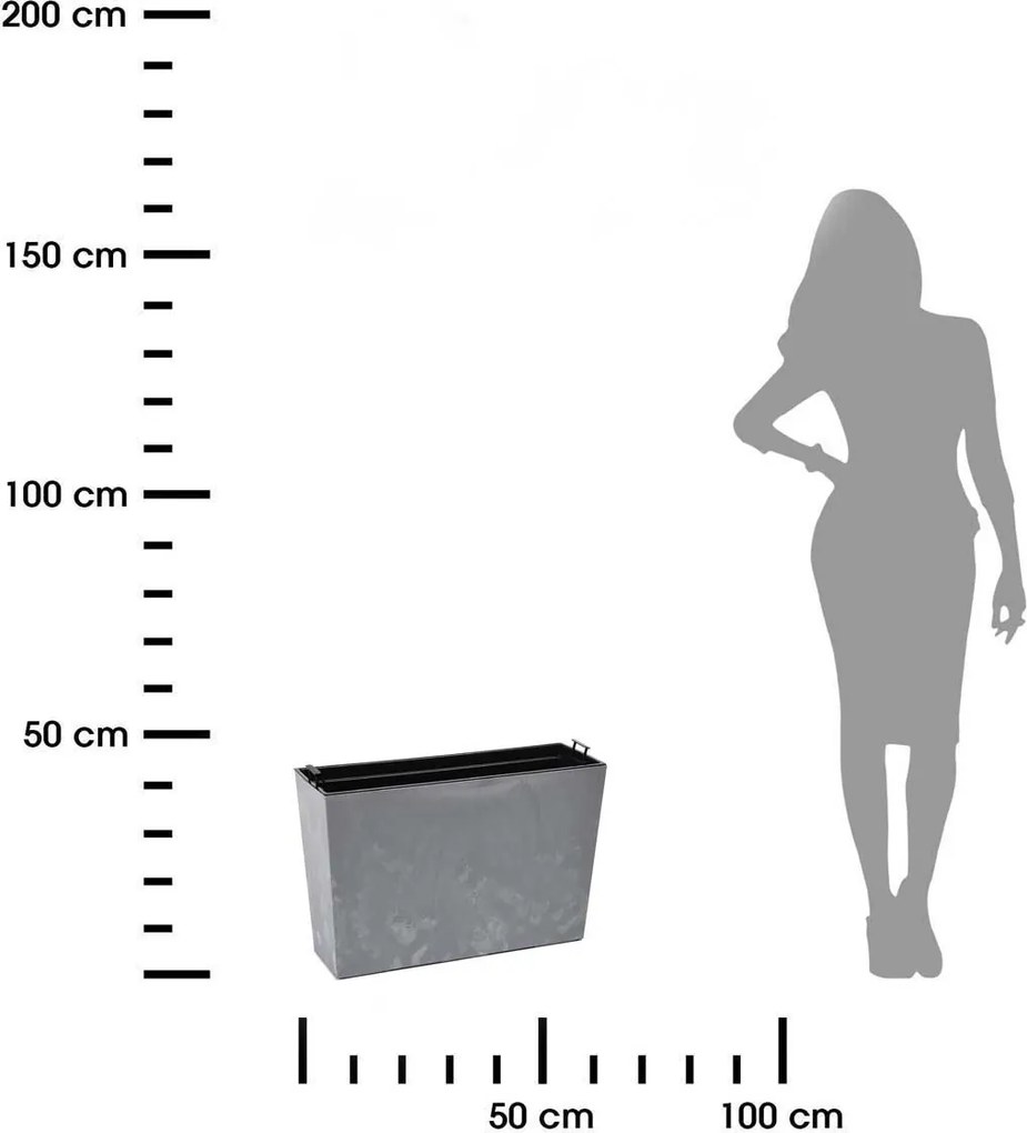 PLASTOVÝ KVETINÁČ BLOOM 36X56 CM IMITÁCIA BETÓNU SIVÁ