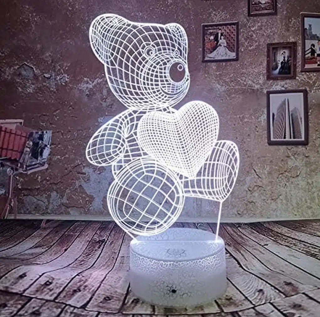 3Dmix 3DL-BSC062 – 3D LED nočná lampa - Medvedík so srdcom