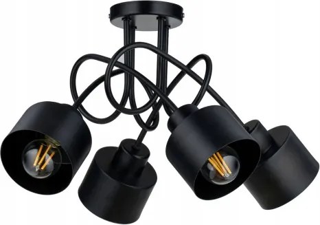 Závesná lampa na strop LOFT, 4x čierny hrnček