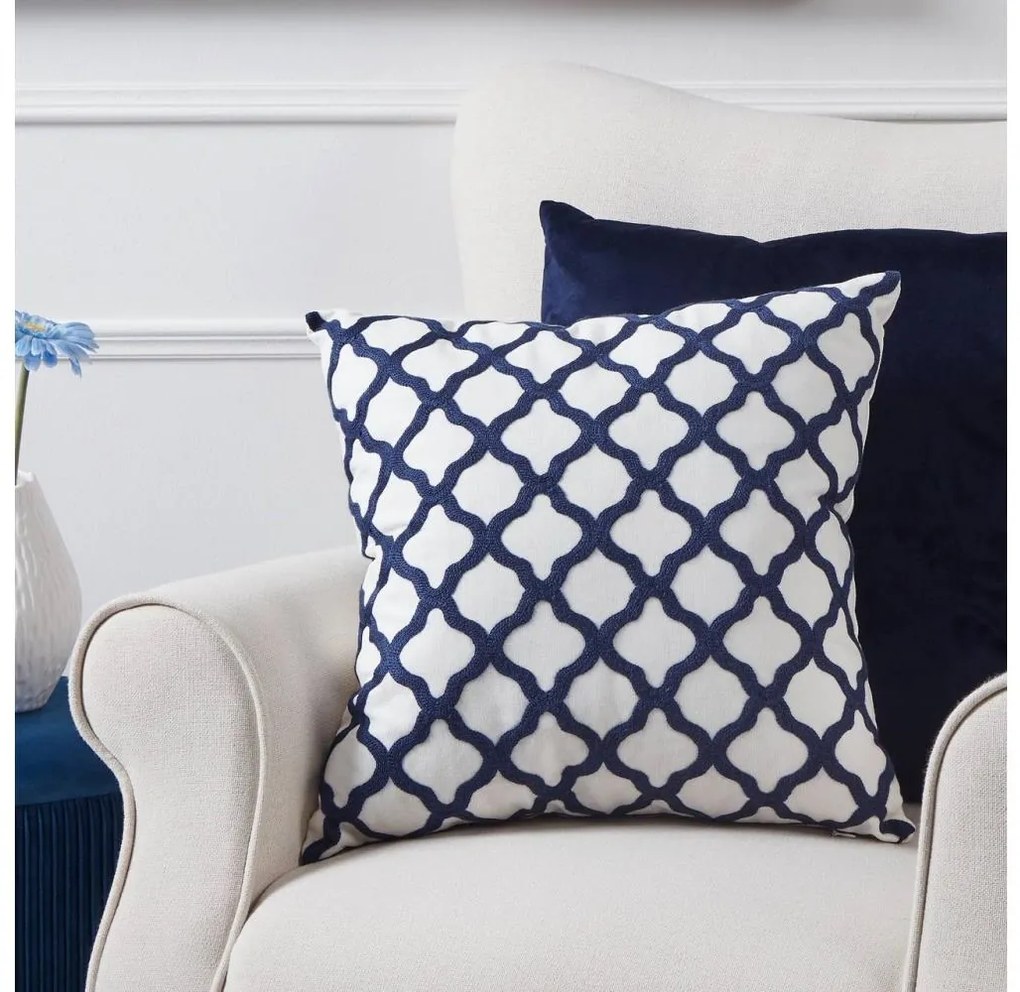 Eglo 420016 - Dekoračný vankúš CHEVERY 45x45 cm biela/modrá