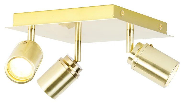 Moderné kúpeľňové bodové svetlo mosadzné štvorcové 3-svetlo IP44 - Ducha