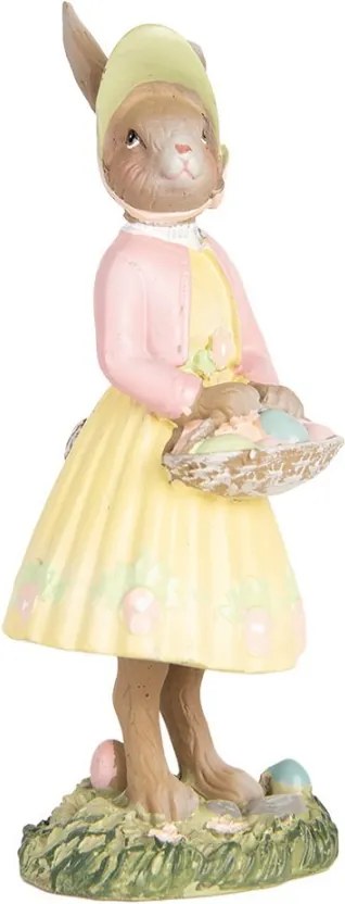 Dekorácia zajačik v šatách s košíkom vajec - 5*6*12 cm