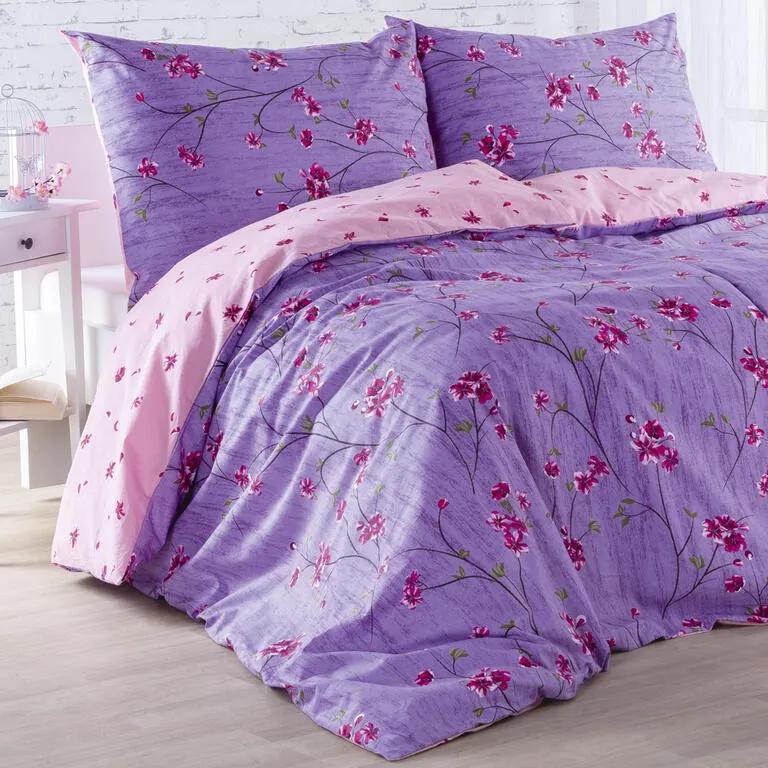 Bavlnené posteľné obliečky ALEGRIA ružovo-fialové predĺžená dĺžka